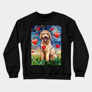 Goldendoodle Night with Hearts Crewneck Sweatshirt